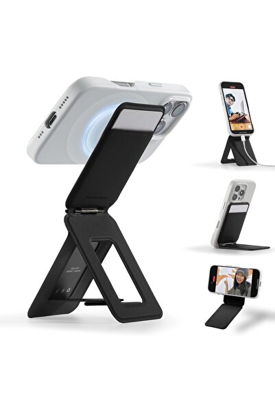 MOFT Phone Tripod Wallet for iPhone, Multi-Angle, MOVAS Vegan Leather, Jet Black (With Card Slot)