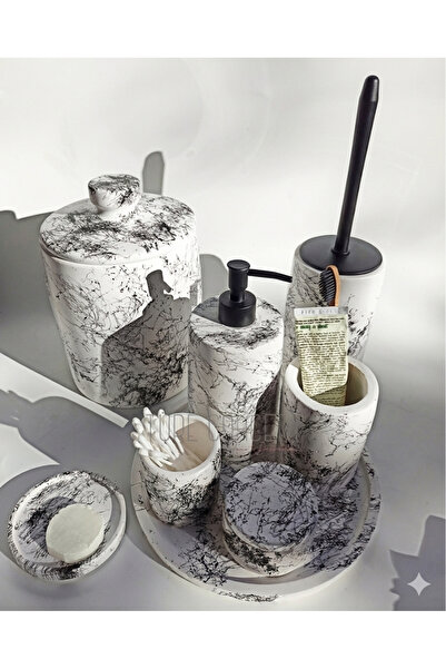 Ture Concept Μαύρο και άσπρο σετ μπάνιου από μπετόν με μαύρη αντλία και βούρτσα