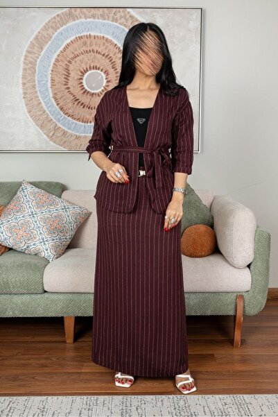 SELSAL Striped jacket and skirt set
