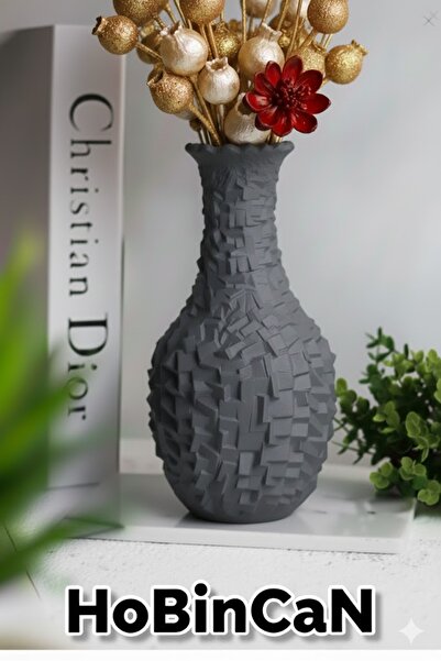 Pelirum Dekoratif Modern Küplü Desen Vazo 20 cm