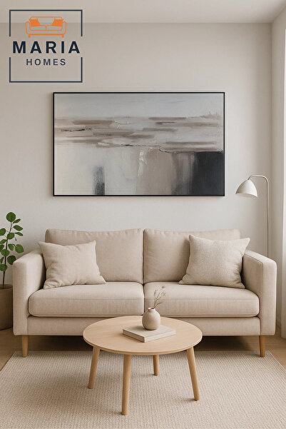 MARIA HOMES Neutral Abstract Textured Wall Art – Modern Minimalist Canvas Decor for Living Room 120*80CM