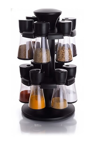 Biki Plastic Revolving Spice Rack With 12pcs Jars 120 ml