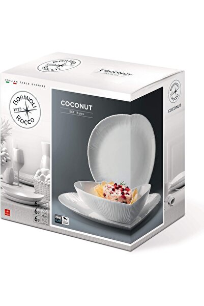 BORMIOLI Rocco Coconut Design 18-Piece Dinner Set, White
