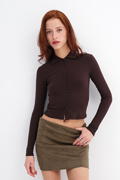 Addax Polo Neck Buttoned Cardigan H0422