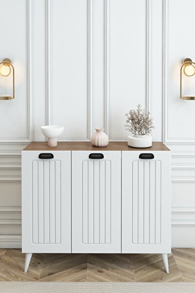 izcodesign Country Model MDF Membran 3 Kapaklı 6 Raflı Ayakkabılık Portmanto Vestiyer Organizer