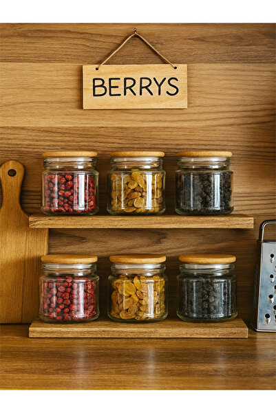 BERRYs Glass Jar with Wooden Lid 300Cc (6 Pieces)