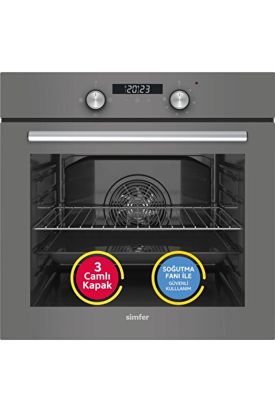 Simfer 4 Fonksiyon Trend Dijital Silver Power Turbo 3'lü Ankastre Set ( Fırın + Ocak + Davlumbaz)