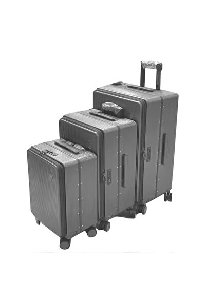NKX Set of Three Hard Shell Aluminum Trolley Suitcases with 4 Spinner Wheels Size 20*24*28 Inchs