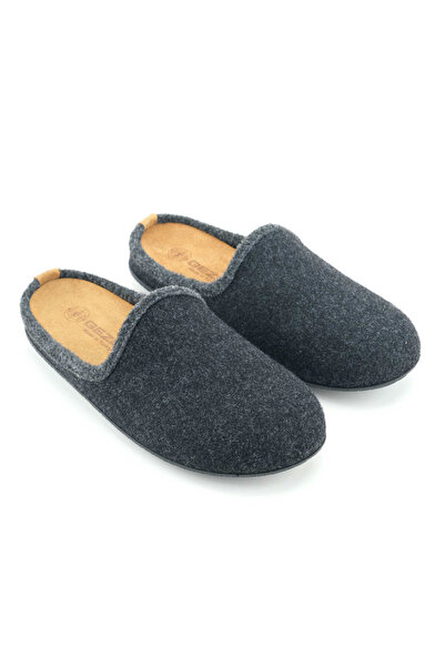 GEZER Men's Winter Slippers with Removable Insole, Genuine Leather, Pvc Sole, Felt Home Garden Slippers