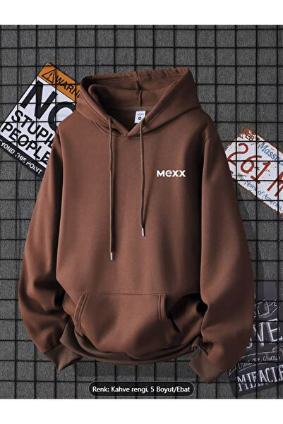 herkesemoda Mexx Chest Print Detailed Hooded Sweatshirt