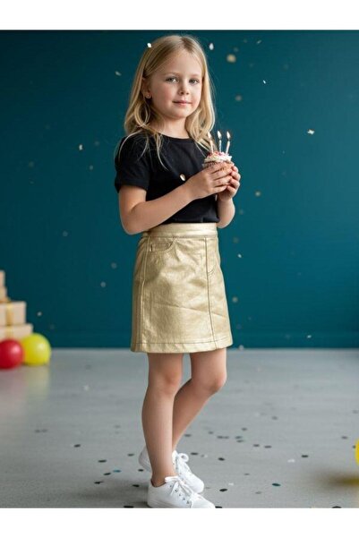 Zekids Fusta din piele aurie pentru fete