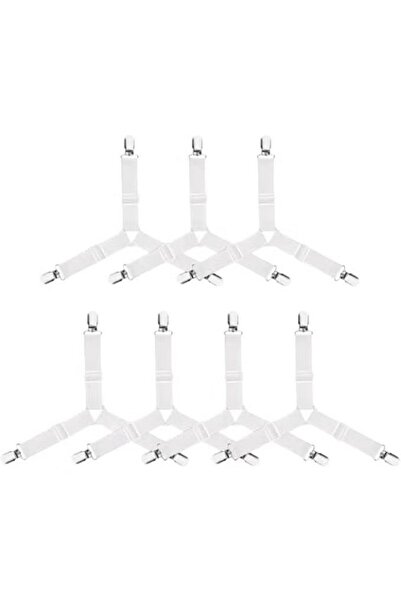 Generic 8-piece bed sheet strap set - Adjustable triangular elastic bed sheet straps, bed sheet clips