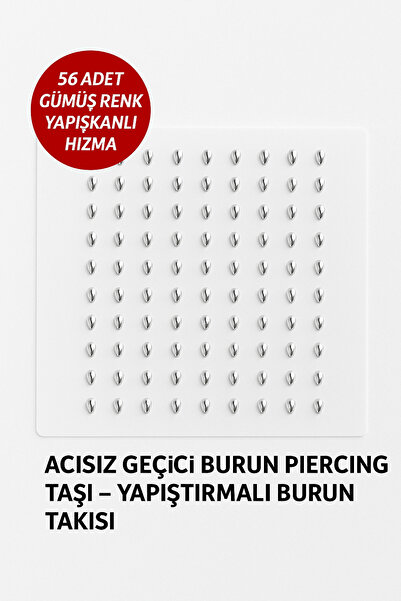 Aychra 56 Adet Gümüş Renk Yapışkanlı Hızma – Acısız Geçici Burun Piercing Taş...