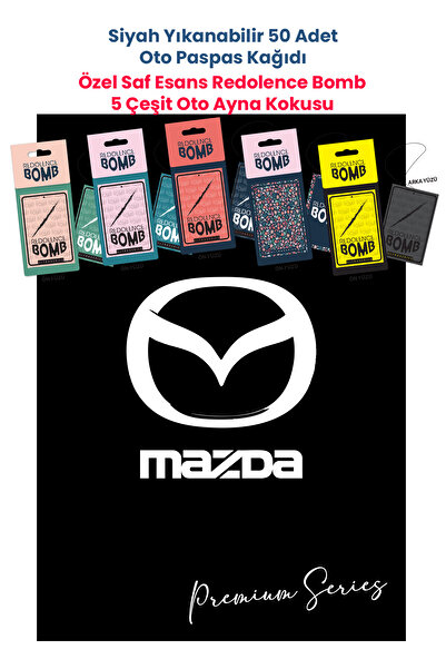 BALKAN AMBALAJ Suya Dayanıklı Mazda Oto Paspas Kağıdı Siyah 50 Adet - 35x50cm 5 Çeşit Ayna Kokusu