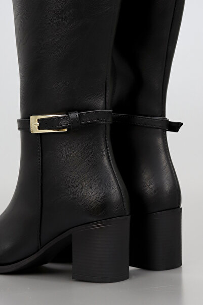 kajal ayakkabı Btzk05 Belt Detail Zippered Boots