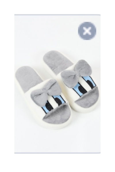Butik Lena ANTRASİT PELUŞ ÖRDEK NAKIŞLI EV TERLİĞİ