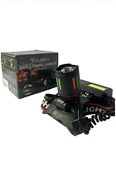 Alaska Şarjlı Kafa Lambası COB ve XPE LED USB Şarj Edilebilir Dahili Bataryal...