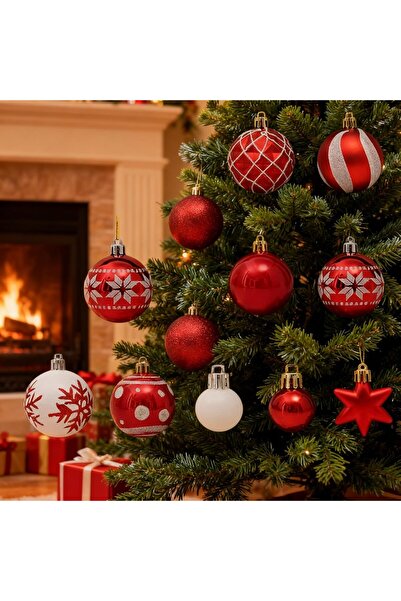 Generic Serendipitya 44-Piece Shatterproof Christmas Ball Ornaments (Red & White)