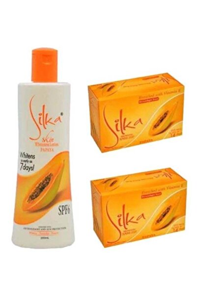 Silka مجموعة لوشن وصابون مستخلص البابايا - 3 قطع
