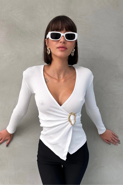 XELA ЖІНОЧА БЛУЗКА З ДЕТАЛЬНИМ КРУЗОВИМ КОМИРОМ