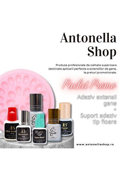 ANTONELLA Pachet Promo Adeziv extensii gene 5ml + Suport Adeziv Tip Floare