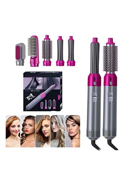 HTC 5-In-1 Hot Hair Styler Silver/Pink 28cm