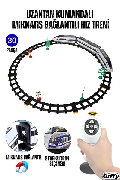 giffy Uzaktan Kumandalı Tren Sesli Işıklı Pilli Mıknatıs Bağlantılı İstasyon ...
