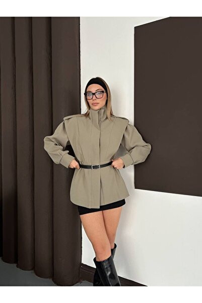 Gnsgym Special Design Flounce Hidden Button Belted Jacket