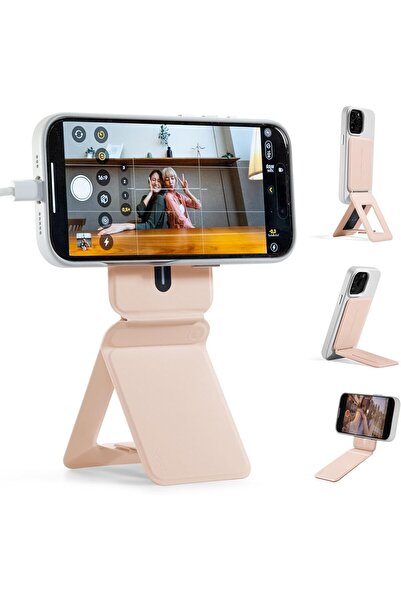 MOFT Mobile Tripod for iPhone 17/16/15/14/13/12 Series - Invisible Tripod Phone Holder, Peach Pink