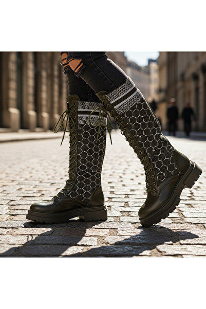 Lush Fashion Women's Green Boots Made of Eco-Leather Code: FBW050 (H1)