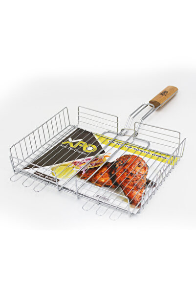 XPO شواية باربيكيو بمقبض خشبي، من الفولاذ المقاوم للصدأ | BBQ (40 سم × 30 سم ...