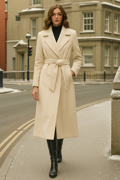 comstar Palton cu două rânduri de nasturi Premium Cream pentru femei