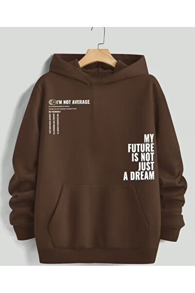 herkesemoda My Future Print Detailed Hooded Sweatshirt