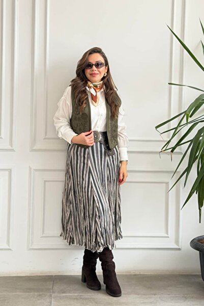 Yağmur Butik Ριγέ φούστα από σιφόν