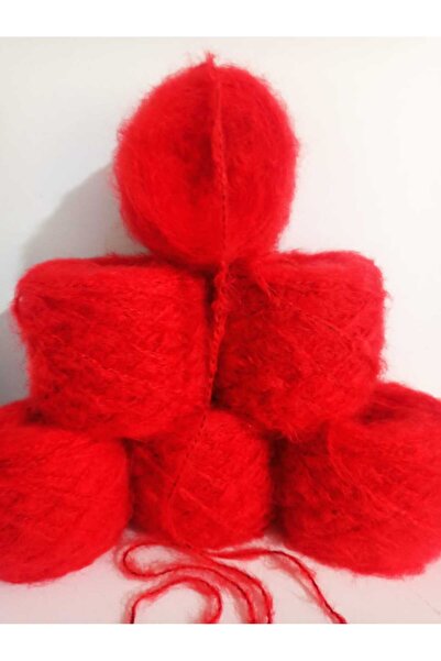 İPEK YÜN İPLİK DÜNYASI Moher Örgü İpi (Kırmızı,Siyah Kırçıllı) 100gr