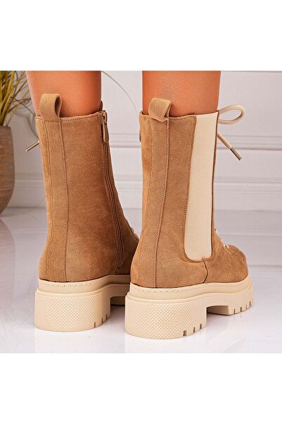 Lush Fashion Women's Cream Suede Boots Code: NS276 (K1)
