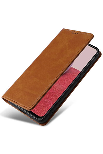 Samsung Δερμάτινη θήκη Flip για A07 (A075), Deluxe, μαγνητικό πορτοφόλι, καφέ