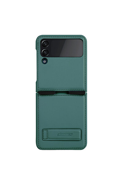 Samsung Nillkin Case for Z Flip 4, Qin Leather, PC Leather, Dark Green