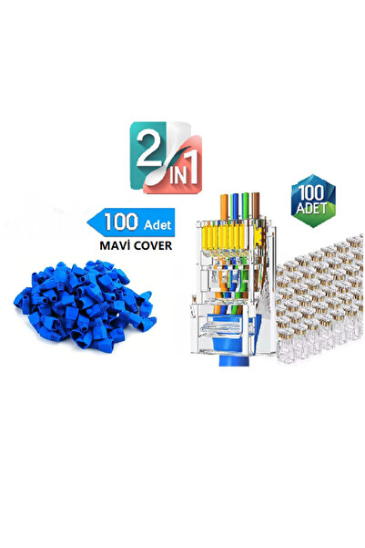 Derwell Yeni Nesil Rj45 Cat5 Cat6 Konnektör Delikli + 100'lü Paket Rj45 Cat6 ...