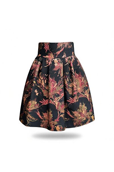 Eight Fashion Γυναικεία φούστα με μεταλλικό σχέδιο ζακάρ με πλισέ με φερμουάρ