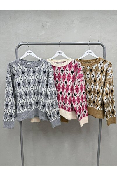 OYERGA MODA Women's Diamond Patterned Sweater