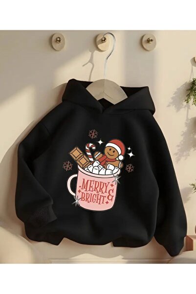 herkesemoda سويت شيرت بغطاء رأس بتفاصيل طباعة ميري برايت