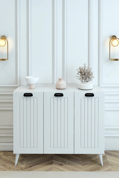 izcodesign Country Model MDF Membran 3 Kapaklı 6 Raflı Ayakkabılık Portmanto Vestiyer Organizer