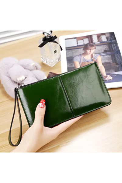 CRM Women's Wallet Leather Zip Wallet, Green, 21 x 11.5 cm