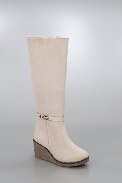 kajal ayakkabı Btdl100 Wedge Sole Buckle Detailed Mid-Calf Boots