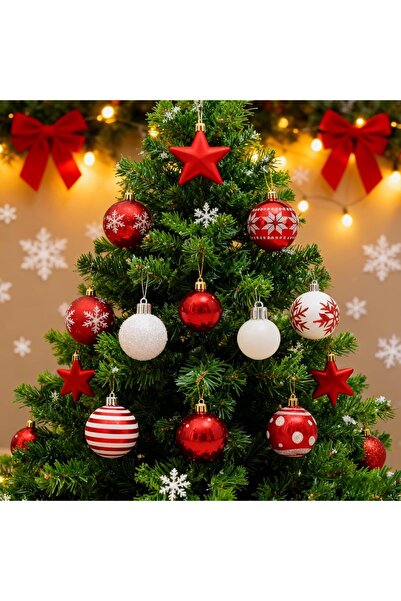 Generic Serendipitya 44-Piece Shatterproof Christmas Ball Ornaments (Red & White)