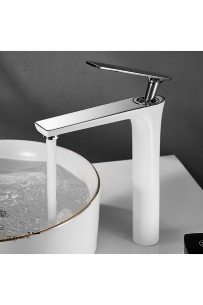 Smack Chrome-White Sink Faucet, Smack, Brass