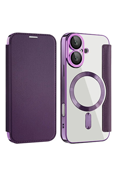 Apple Husa MagFlip pentru iPhone 16, Magnet, RFID protect, Leather, Chrome Edge, Violet