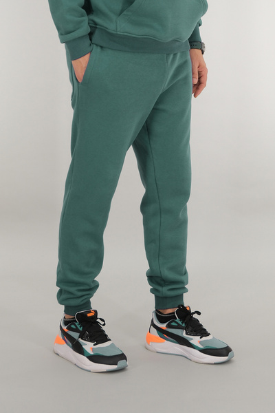 Souris Men's Petrol Green Sweatpants Relaxed Fit 3 Thread Fleece-Lined Drawstring Ribbed Waist