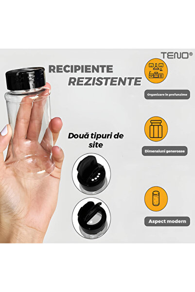 Teno ® Hanging Spice Organizer, 6 containers with lids, easy to install, retractable, grey